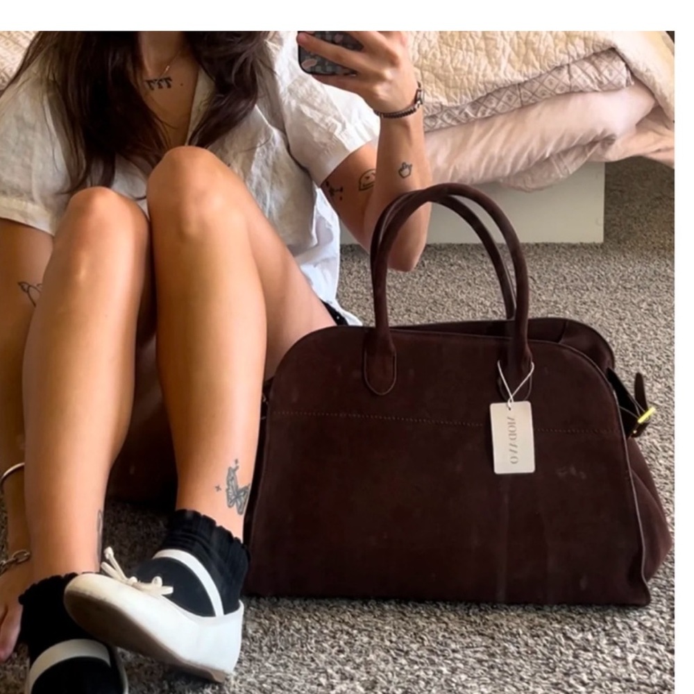 modavo rich brown vegan suede satchel - Picture 2 of 7